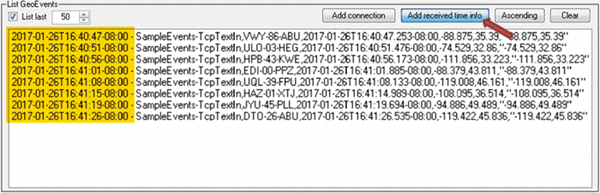 GeoEvent Logger が受信時間情報を追加 GeoEvent Logger が受信時間情報を追加