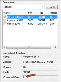 GeoEvent Logger によって接続されたピア