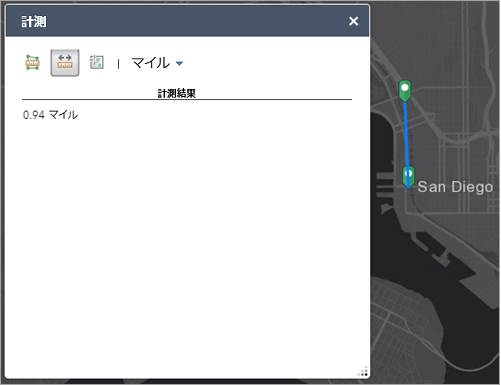 マップ上のジオメトリのポリライン計測結果