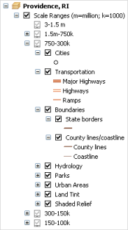 ベースマップのマルチスケール ArcMap 設計